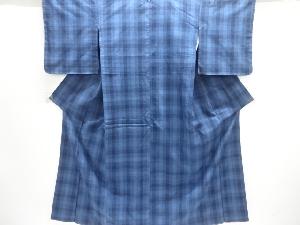 未使用品　格子織り出し本場結城紬着物(結)